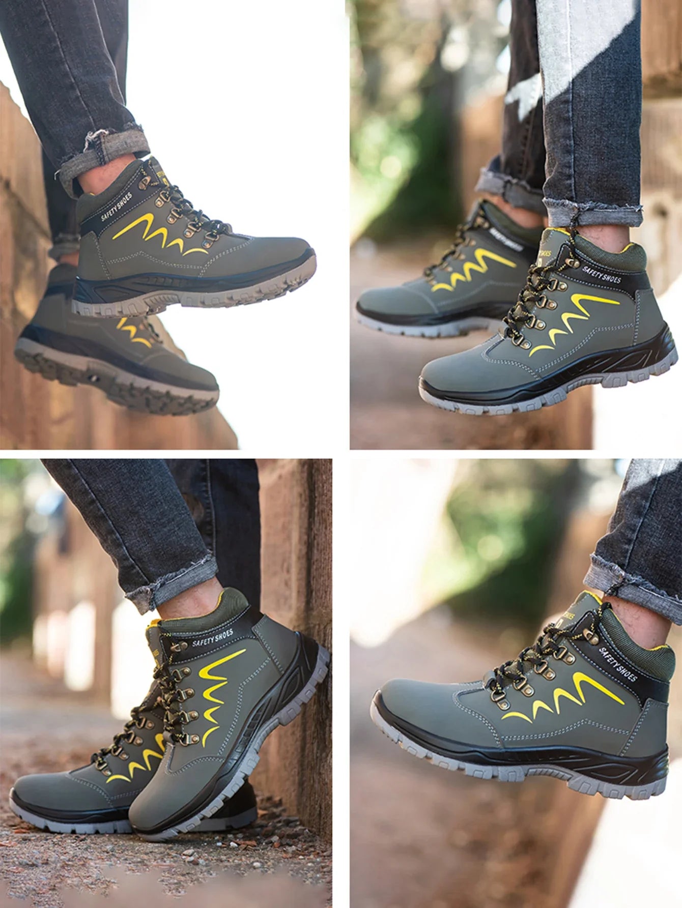 Waterproof Men's Safety Work Boots Steel Toe Shoes Anti Impact And Anti-Puncture Outdoor Adventure Hiking Industrial Boots