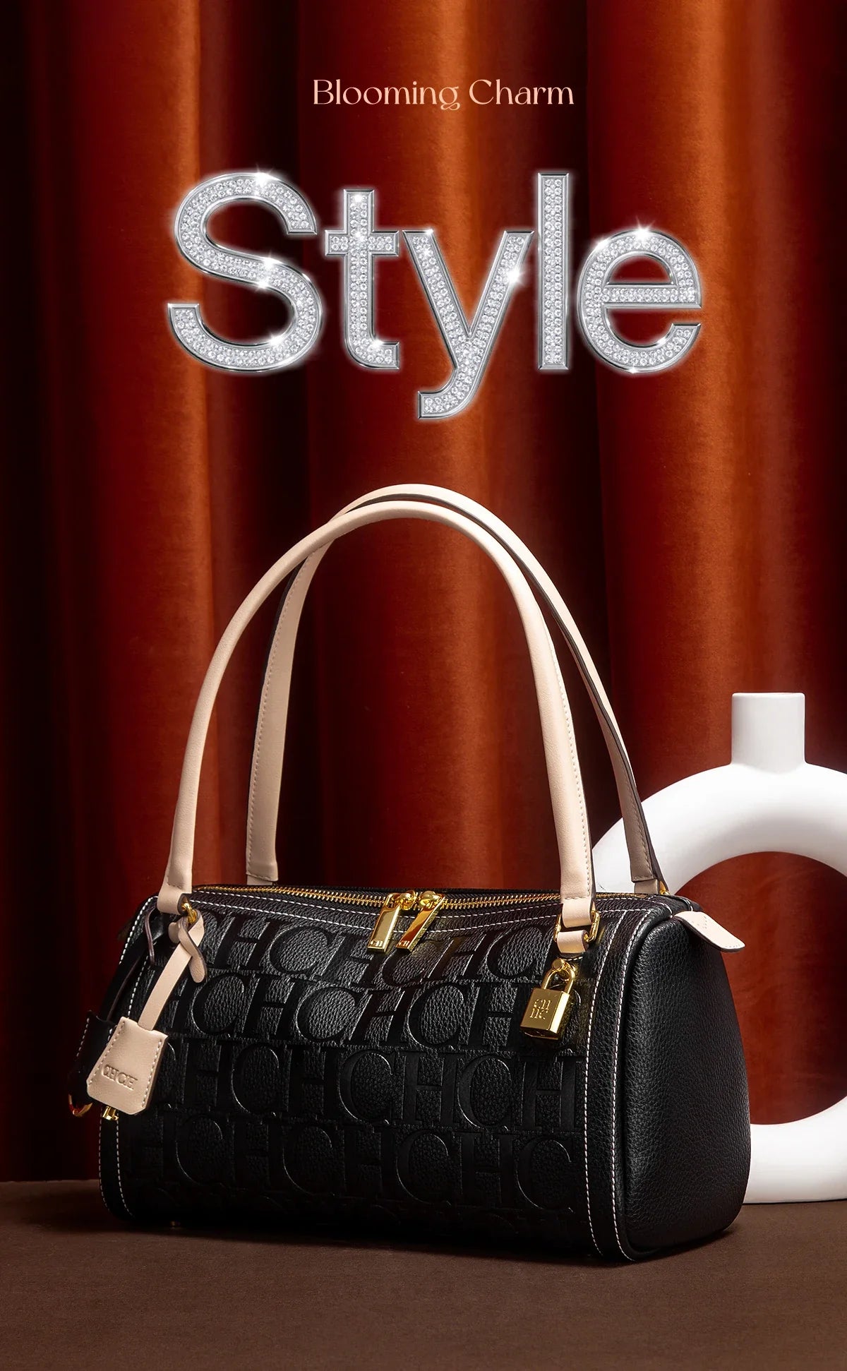 Women's Boston Bag Autumn Winter New Collection Letter Design Texture Shoulder Bags