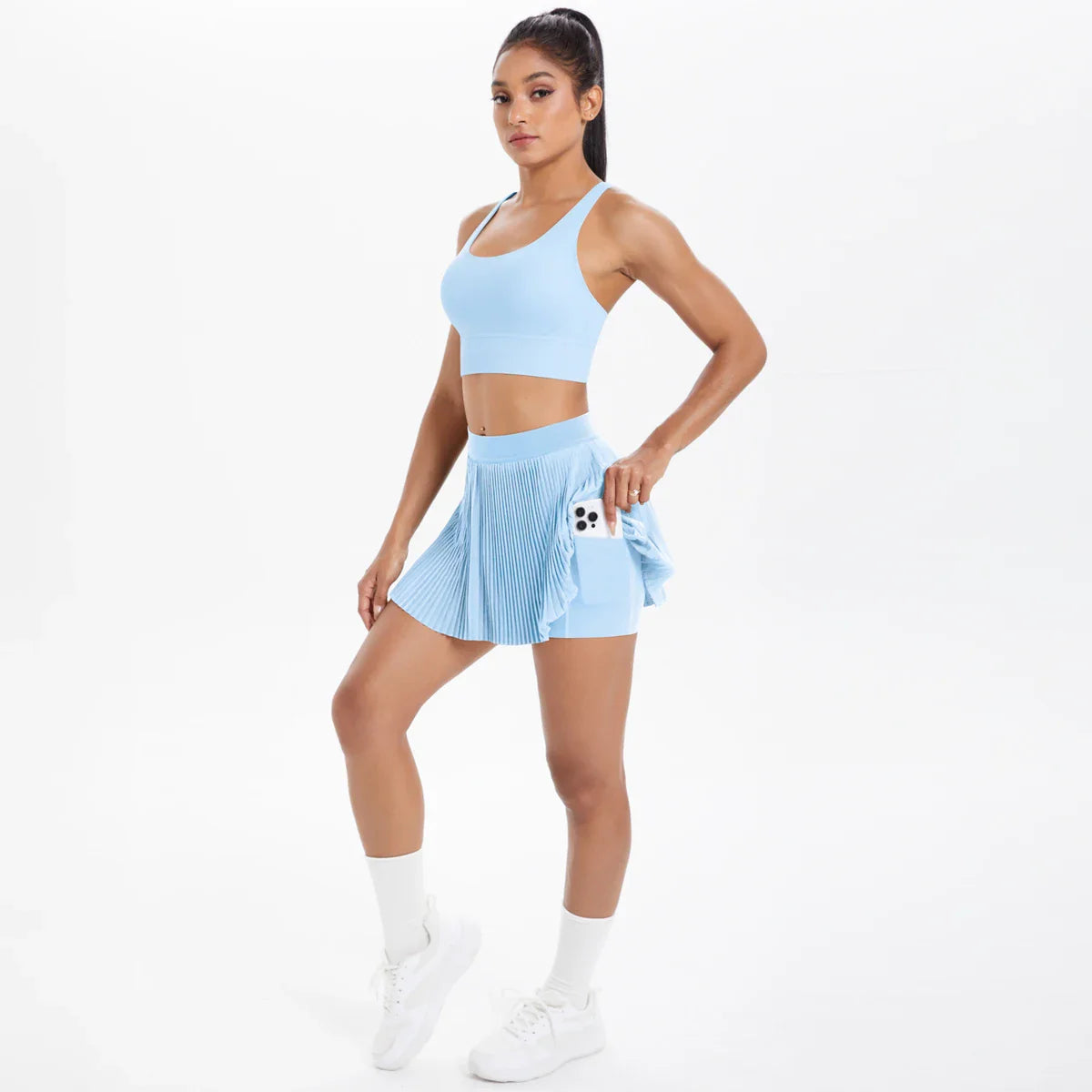 2pcs New Sexy Yoga Set Backless Cross Straps Sports Bra Fashion Breathable Culotte Yoga Shorts With Pocket Gym Women Sports Set