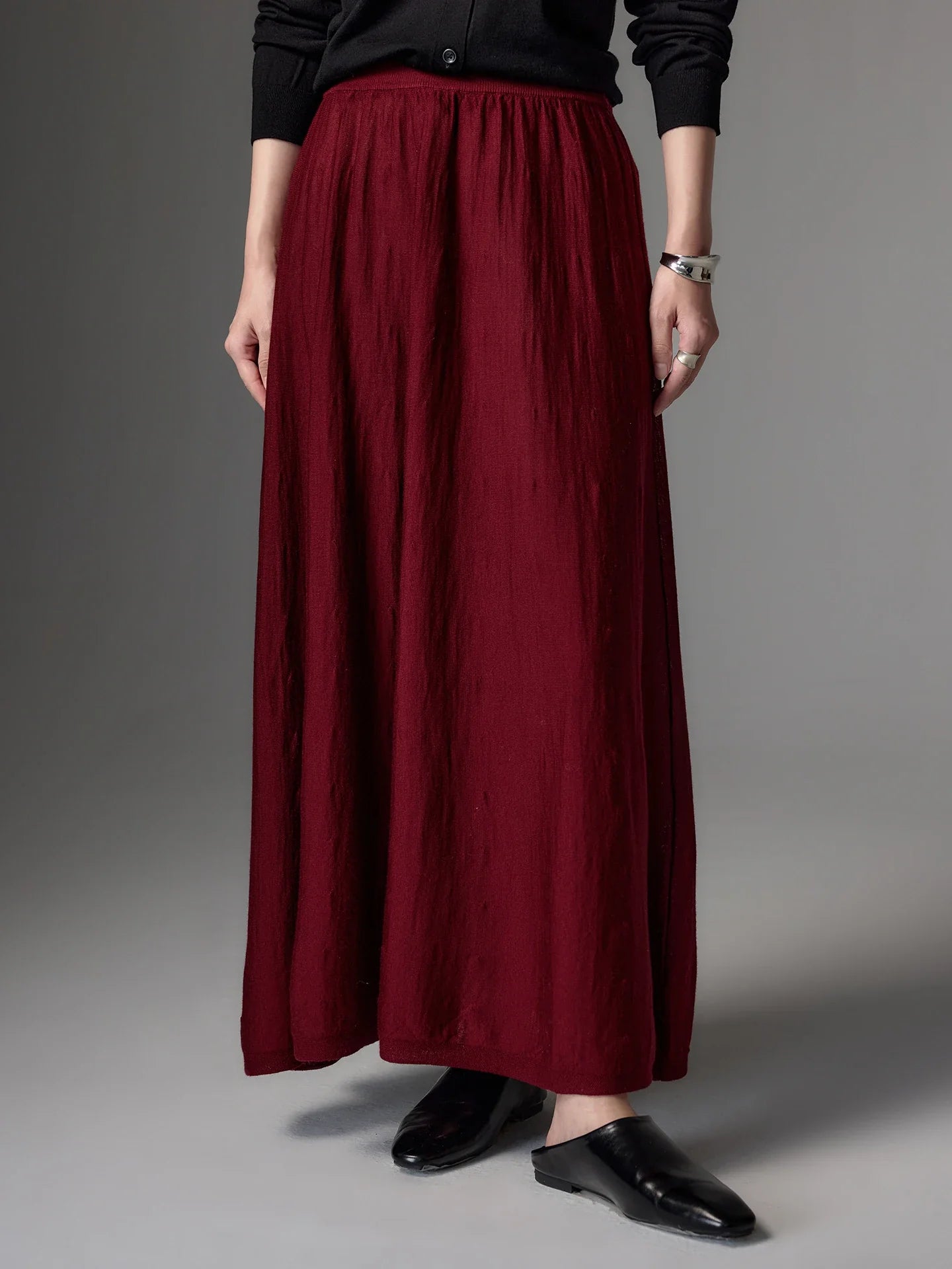 High Quality Women's 100% Worsted Wool Skirts Spring Autumn Female Knitwear Thin Lady Bottoms Cozy Clothing Summer Long Dresses
