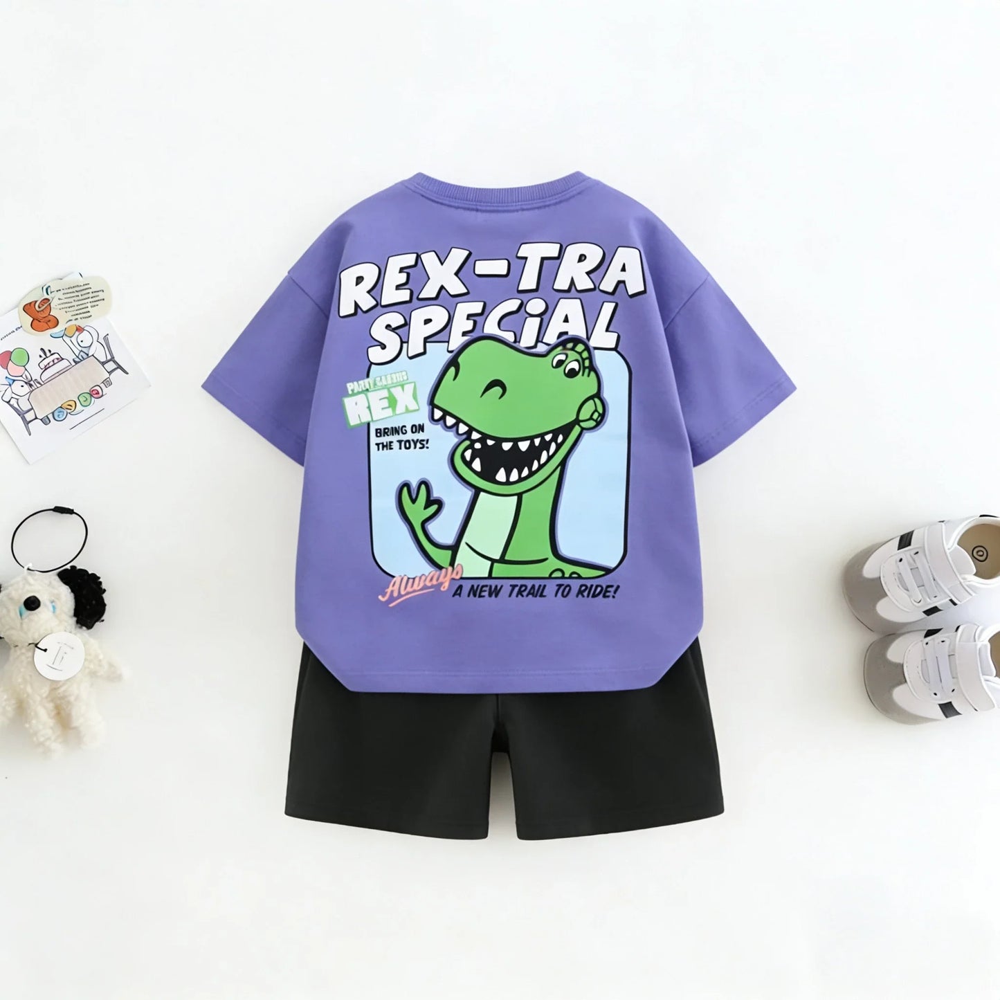 2piece/set For Boy Clothing Summer Cotton Cartoon Car Tshirt + Shorts Children's Wear Outfits Kids Costume Leisure Tracksuits