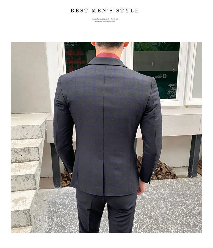 Men's Slim Fit Business Suit High Quality Boutique Fashion Two-Piece Set Handsome Trend Banquet Four Seasons Trousers Included