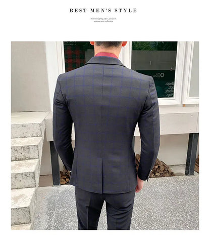 Men's Slim Fit Business Suit High Quality Boutique Fashion Two-Piece Set Handsome Trend Banquet Four Seasons Trousers Included