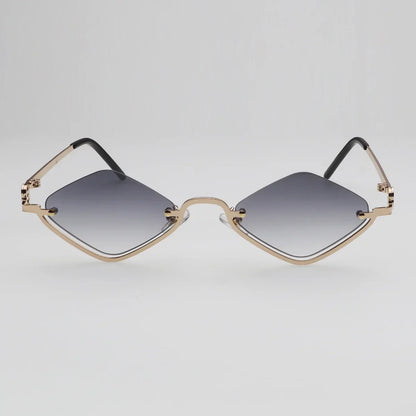 Fashion Small Polygonal Sunglasses Women Luxury Brand Metal Half Frame Sun Glasses Ladies Hipster sexy Cat Eye Shades Vintage