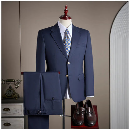 High-end men's wedding party casual suit set - a stylish and fashionable two-piece set for business and casual wear.