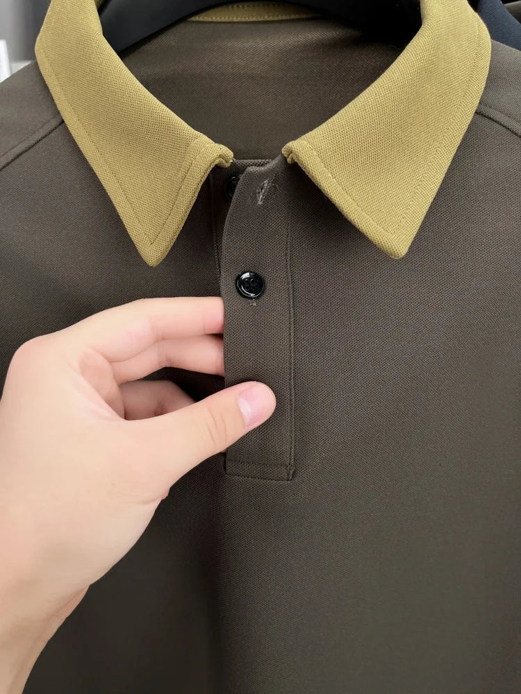 High quality luxury long sleeve polo shirt  men's spring autumn new trend brand cute dog embroidery Korean casual lapel T-shirt