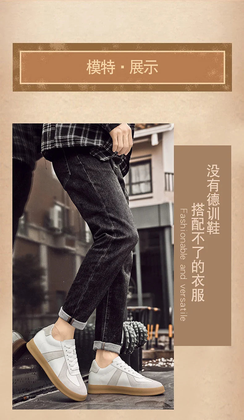 Invisible Height-Increasing Shoes 8cm German Training Shoes for Men, Summer Breathable Casual Sneakers, Genuine Leather Retro Versatile Forrest Gump Shoes 6cm