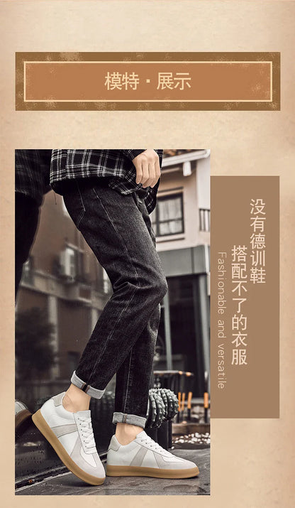 Invisible Height-Increasing Shoes 8cm German Training Shoes for Men, Summer Breathable Casual Sneakers, Genuine Leather Retro Versatile Forrest Gump Shoes 6cm