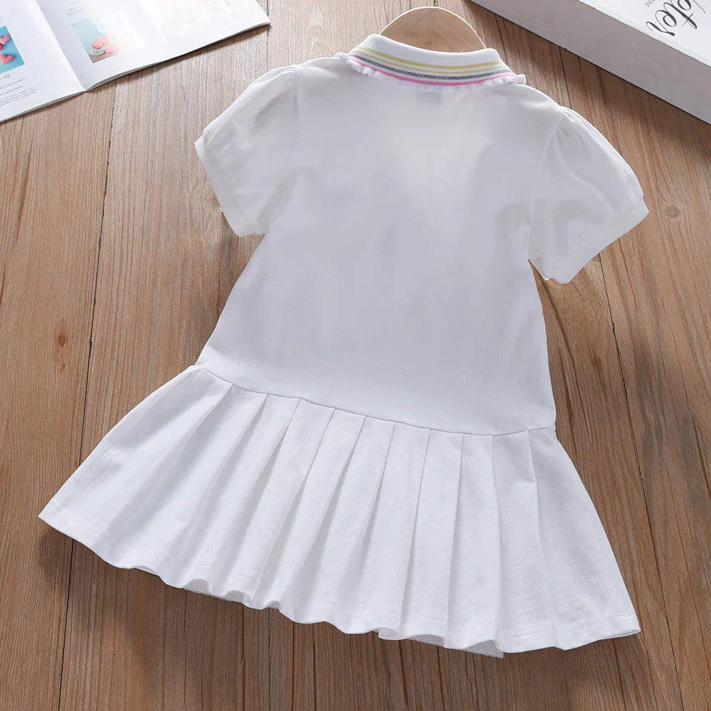 Toddler Girls' Dress Ages 2-6 Yellow Collared Summer Cotton Clothes for Children Cute Casual Outfit