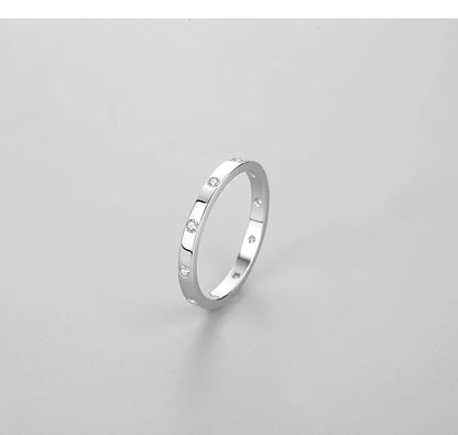 Ailmay Real 925 Sterling Silver Simple Zirconia Geometric Design Stackable Finger Ring For Women Anniversary Fine Jewelry Gift