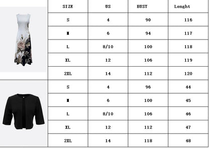 2024 Europe and the United States autumn new women's long dress two-piece set of floral print round neck dress coat women