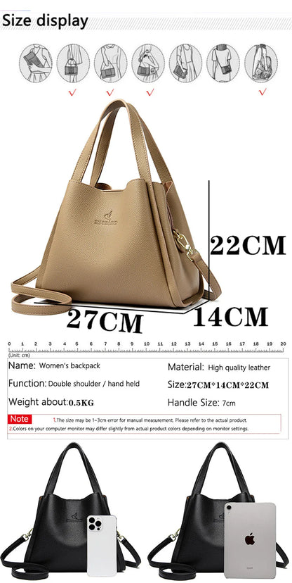 Genuine Brand Soft Leather Top-handle Bags Female Handbags Women Shoulder Crossbody Totes Messanger Bag Large Capacity Big Sac