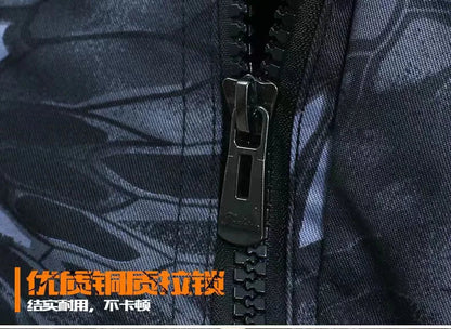 Outdoor Uniform Men's Soft Tracksuit Suit Black Python Pattern Wear-resistant Overalls Labor Insurance Cloth