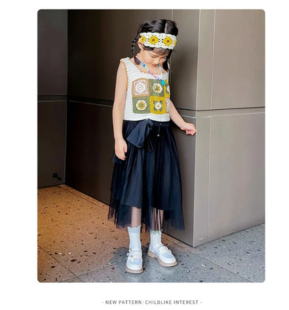 Toddler Girls Elegant Glossy Mesh Mary Jane Flats Flower Buckle Strap Heart Pattern Chunky Sole Comfortable Party School Shoes