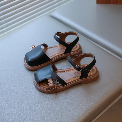 2026 Summer New Children's Princess Foreign Soft Sole Casual Anti-slippery Sole Toddler Toe Capped Beach Flats Elegant Shoes