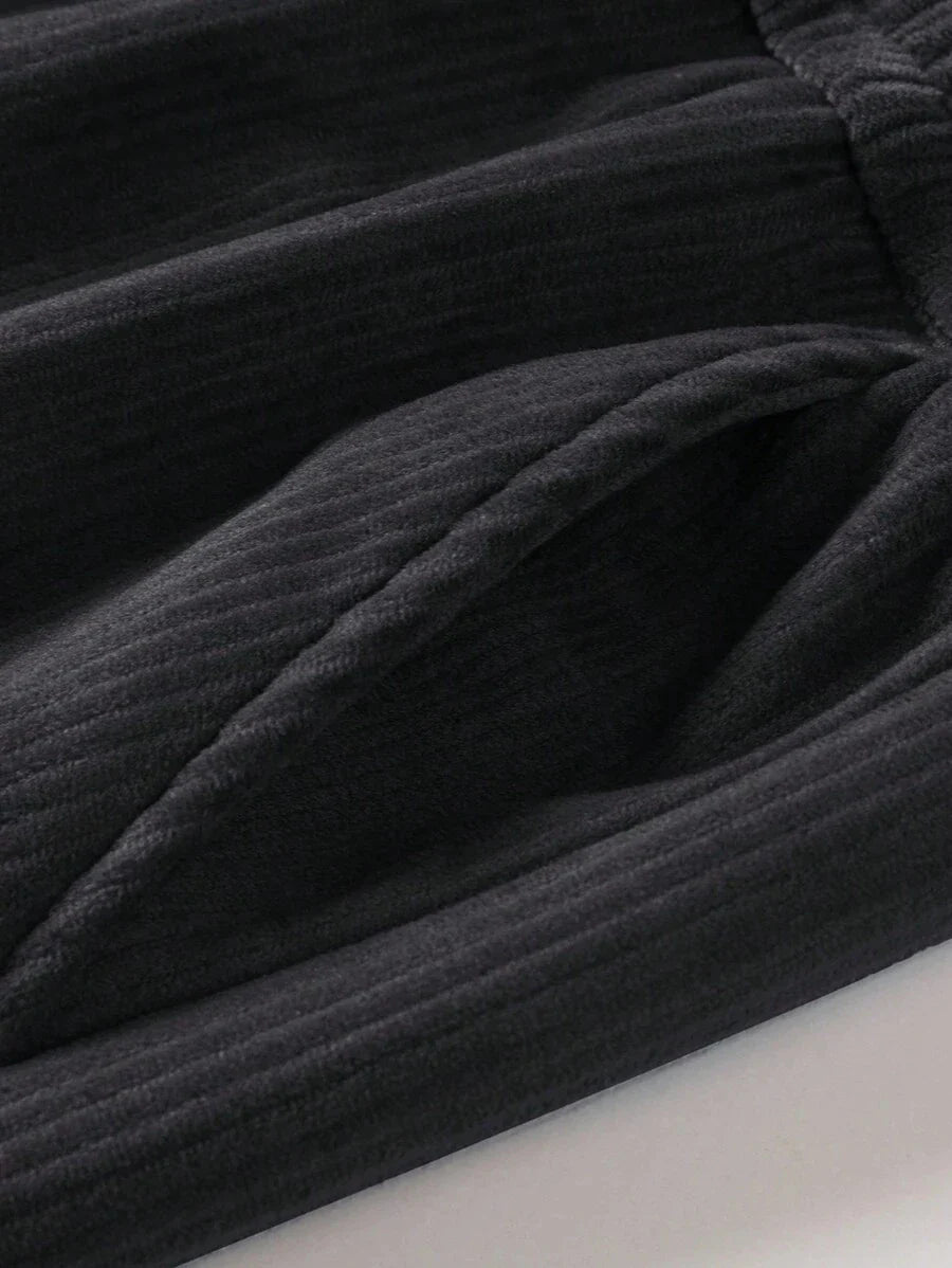 Men's spring autumn Corduroy Sweatpants  Drawstring Straight Loose Track Pants Casual Thermal Trousers for Daily wear
