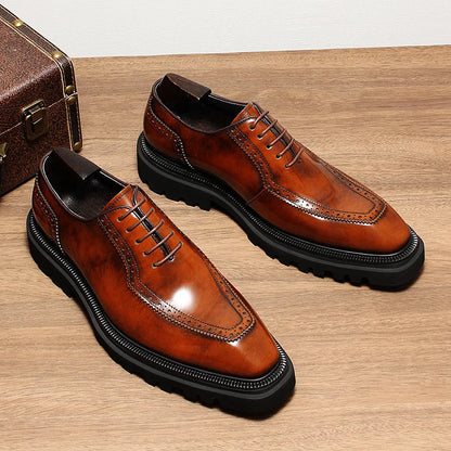 High Quality Height Increase Oxford Dress Shoes Men Genuine Cow Leather Suit Shoes Lift Brogues Wedding Formal Elevator Shoes