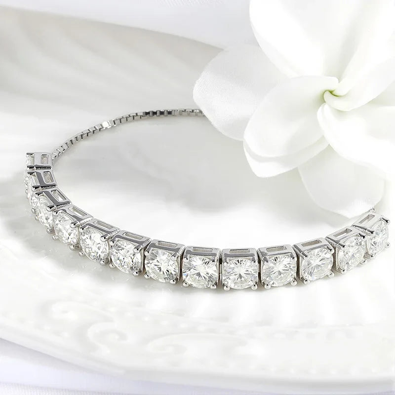 3/4/5mm Adjustable Moissanite Tennis Bracelet for Women Men D Vvs1 Round Gems Lab Diamond Chain S925 Sterling Silver