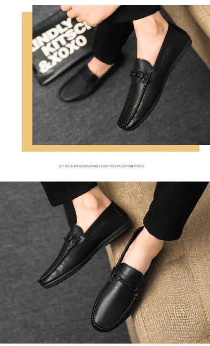 Mocassins Minimalistas Masculinos Sapatos Casuais de Couro Confortáveis Para Homens Sapatos de Condução Antiderrapantes Sapatos de Escritório Slip-on Tamanho Grande 46