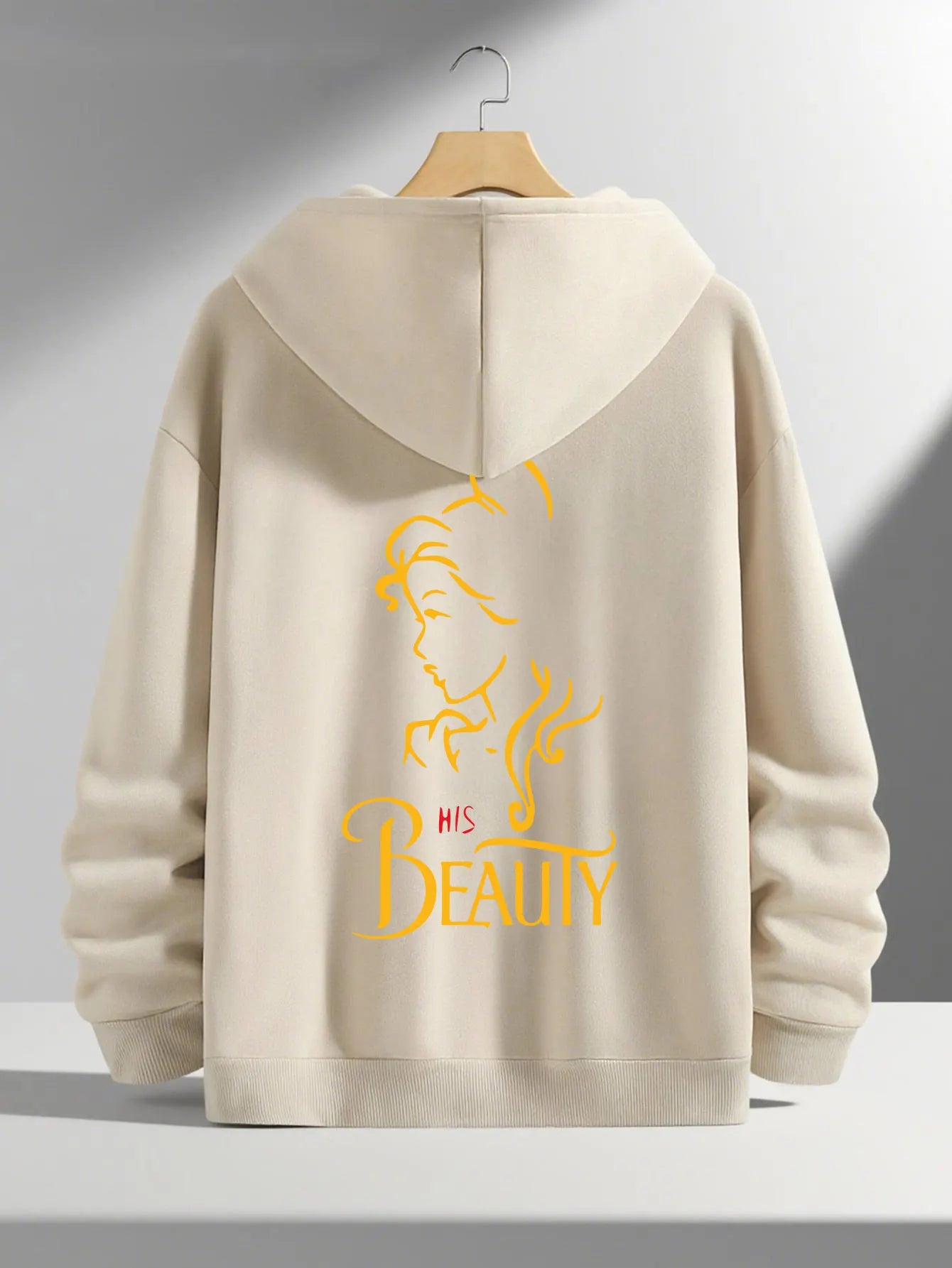 Romantic Theme Beauty and the Beast Couple Hoodies Men'S Women'S Separate Styles Pullover Casual Loose Fit Sweatshirt Hoodie Y2K