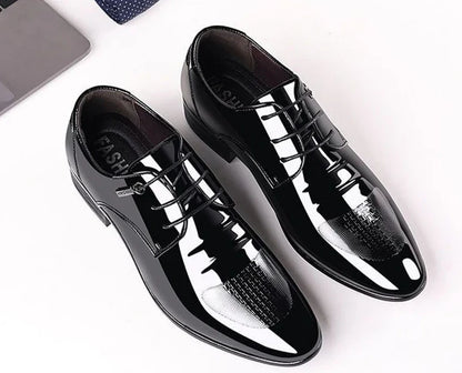 Patent Leather Black Lace Up Pointed Toe Men's Formal Shoes 2025 Style Low Price Office Luxury Designer 39 Suit Social Shoe Male