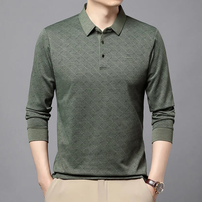 Collar Long Sleeved Polo Shirt for Men in Spring and Autumn 2025 New Business and Leisure Versatile T-shirt