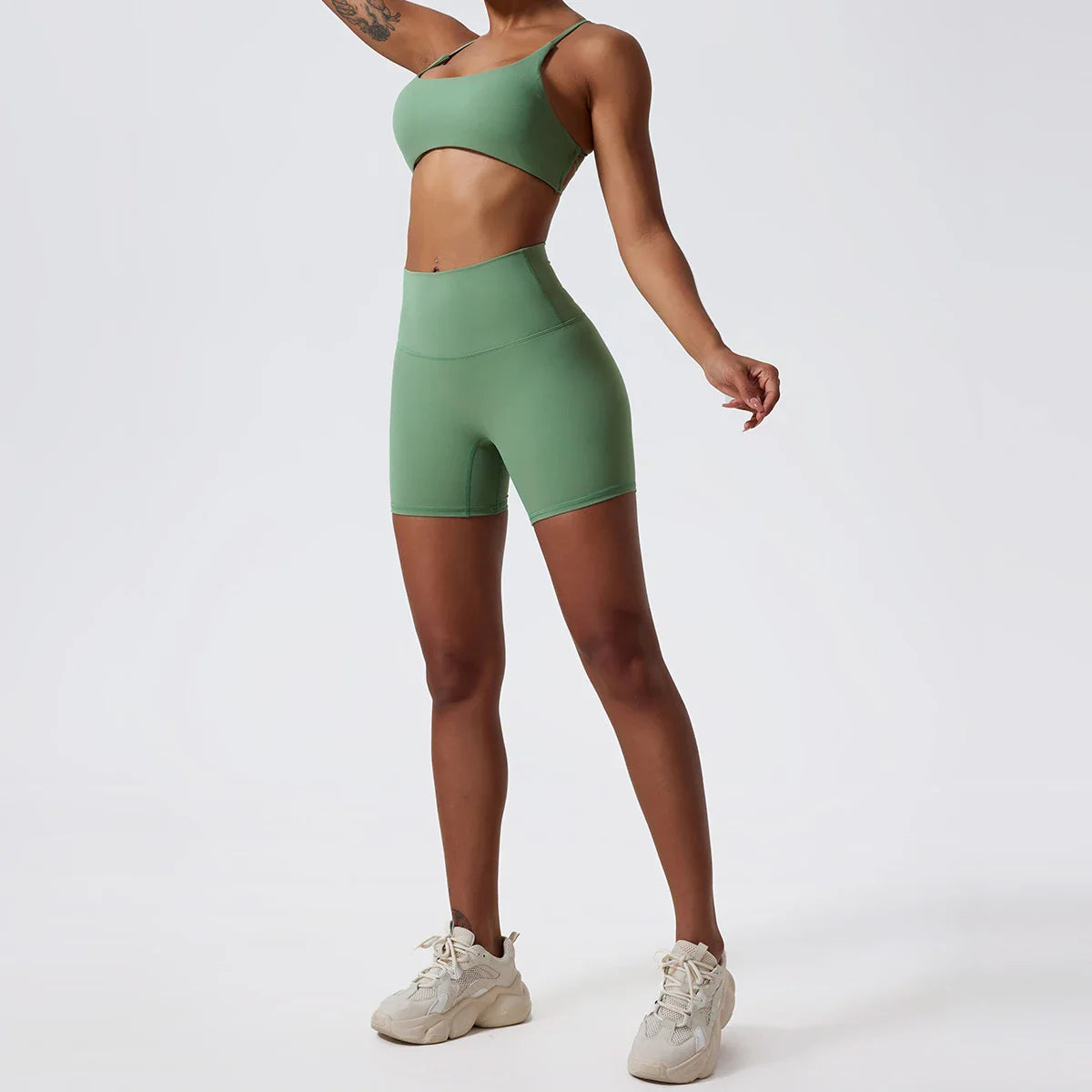 Two Pieces Yoga Set Women Gym Shorts Sports Suit Female Soften Skin-Friendly Activewear Beauty Back Women Sportswear