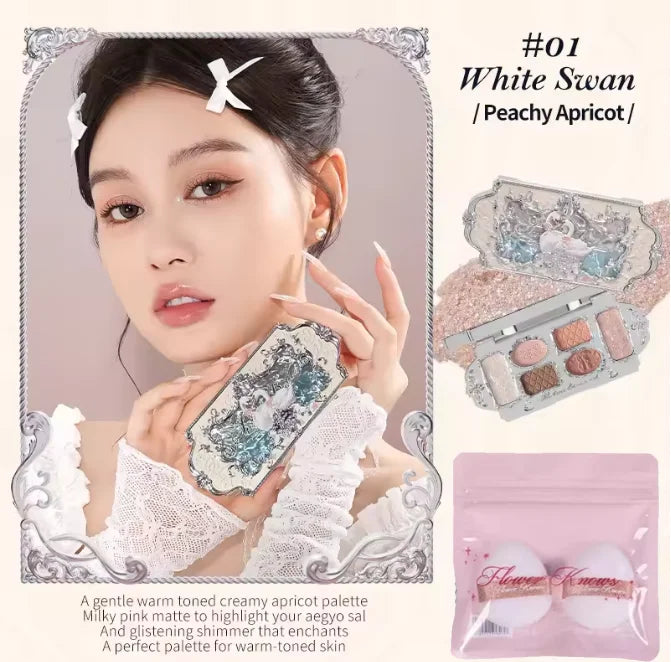 Bunny Garden Collection 6-Color Makeup Eyeshadow Contour Palette Eye Brush Puff Set Eye Glitter Korean Makeup Kit