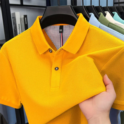 100% cotton short sleeve polo shirt comfortable lightweight high-end brand fashionable simple summer men's casual lapel T-shirt