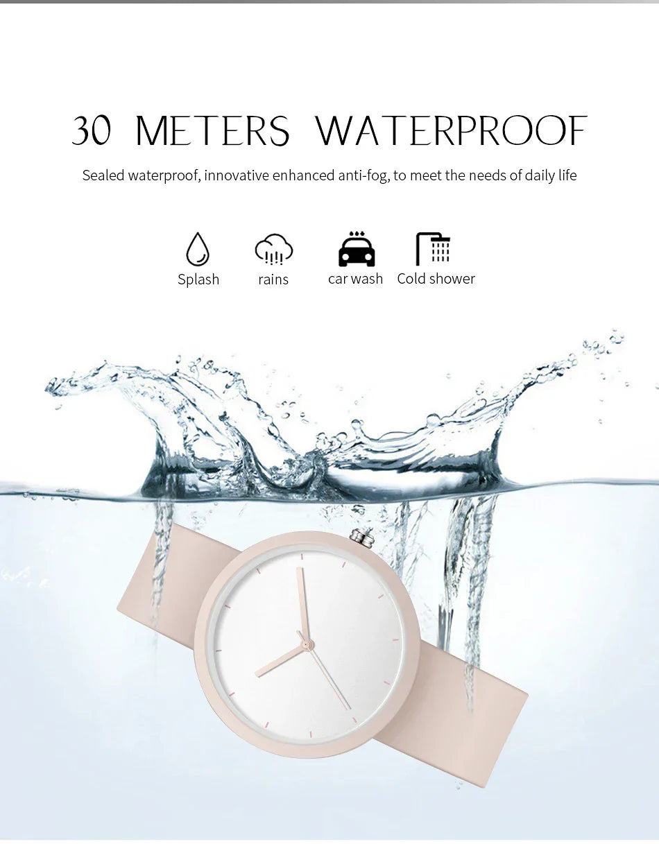 Minimalism Watch For Women 41mm Case with PVD Finish Rubber Strap