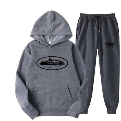 Loose Unisex Fleece-lined Printed Sweatshirt Hoodie Set Devil Prisoner Pattern New Female Casual Comfortable T