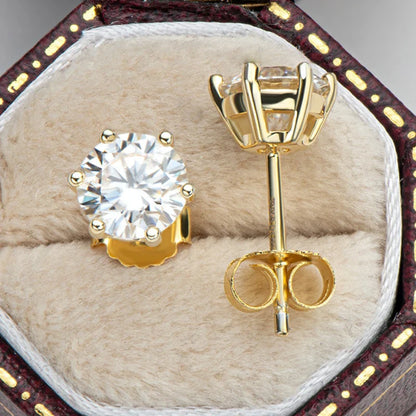 Real 0.5ct/1ct/2ct D Color Moissanite 925 Sterling Silver Gold Plated Stud Earrings For Women Wedding Fine Jewelry Gift