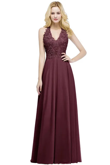 Dusty Pink Halter V-neck Lace Pearls Wedding Evening Dresses Long Dress Hollow Out Chiffon Elegant Party Dresses For Women 2024