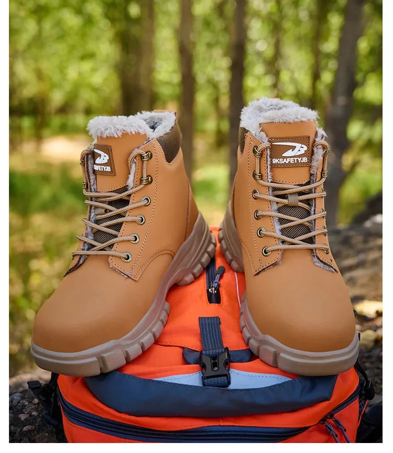 Winter Warm Men's Work Safety Boots Waterproof Sturdy Steel Toe Shoes Sports Shoes Safety Protection Cold Prevention