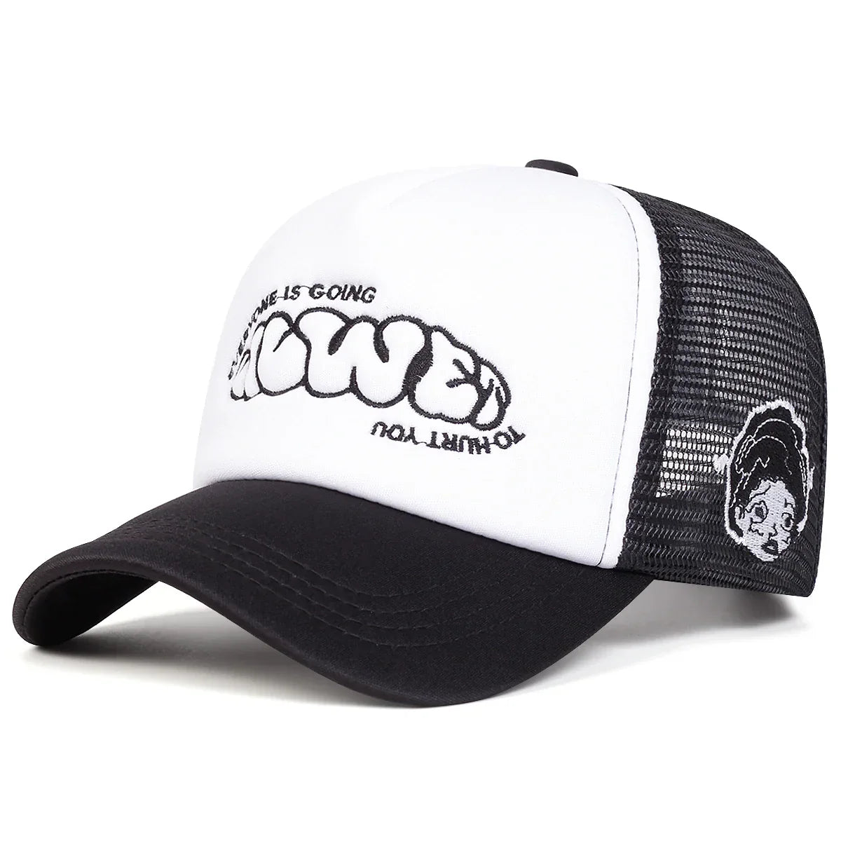 Unisex EVERYONE IS GOING Embroidery Baseball Net Caps Spring and Summer Outdoor Adjustable Casual Hats Hip Hop Hat Sunscreen Hat