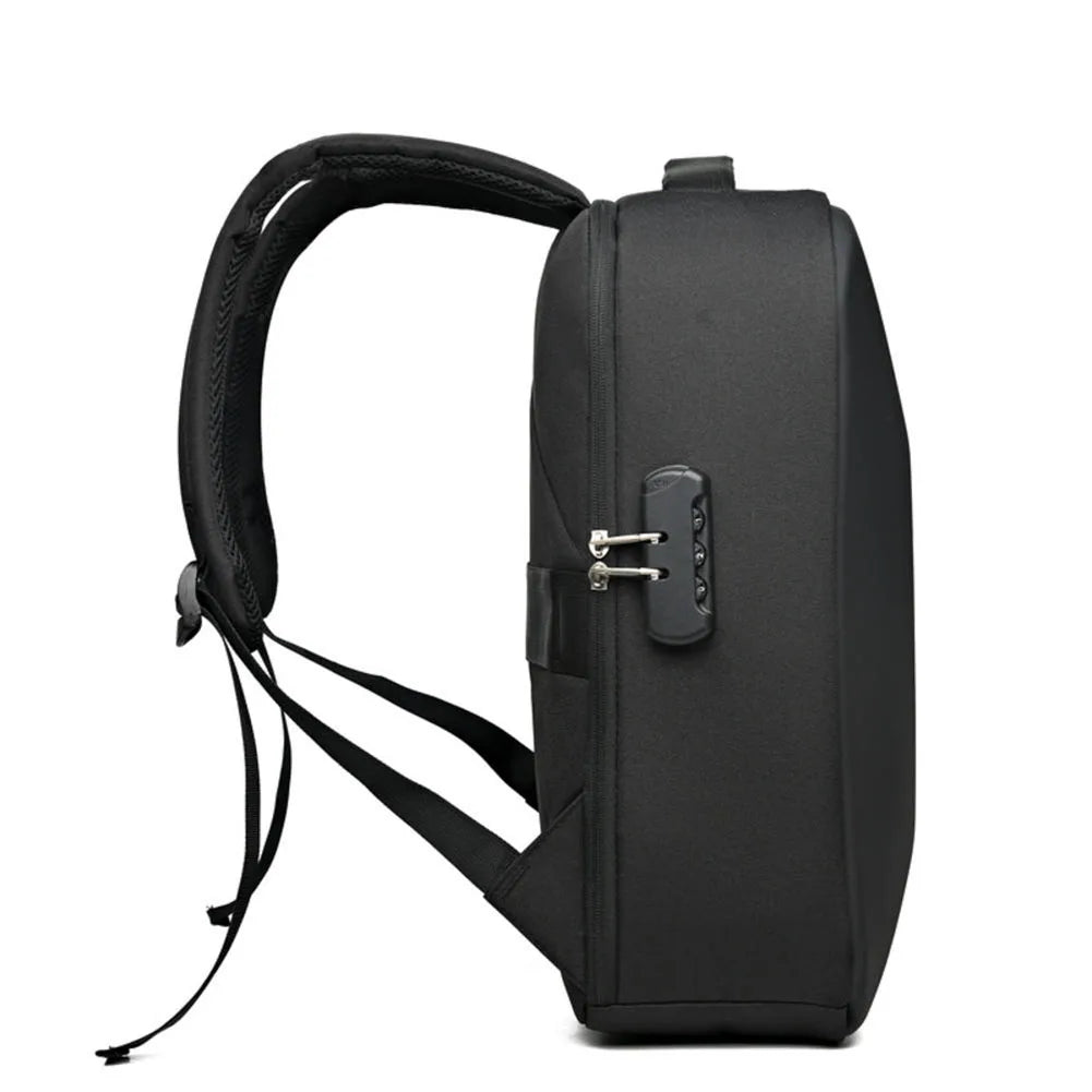 Men Portable Casual Backpack Large Capacity Zipper Daypack Secure Password Lock Waterproof with USB Charging Port Laptop Bag