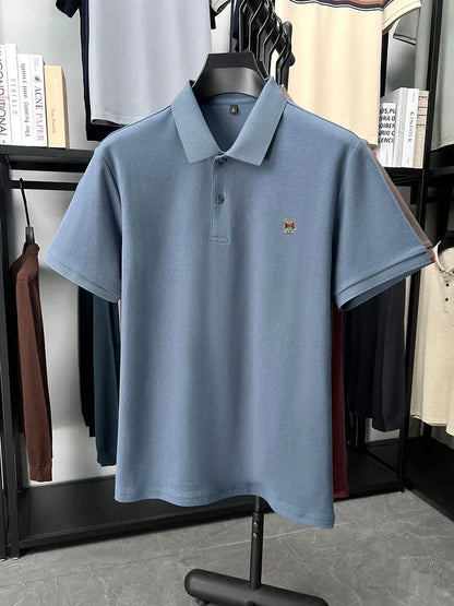 High end brand 100% cotton short sleeve polo shirt men's summer new soft breathable lapel T-shirt fashion letter embossed top