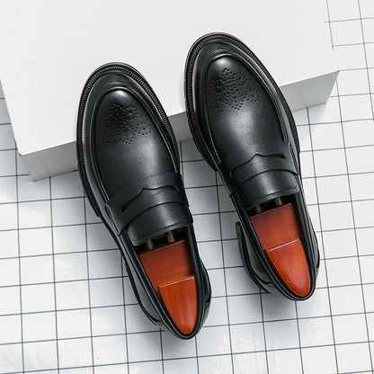 Platform Wedding Brogues Shoes For Men Classic Office Social Men's Dress Leather Shoes Formal Casual Business Loafers Male