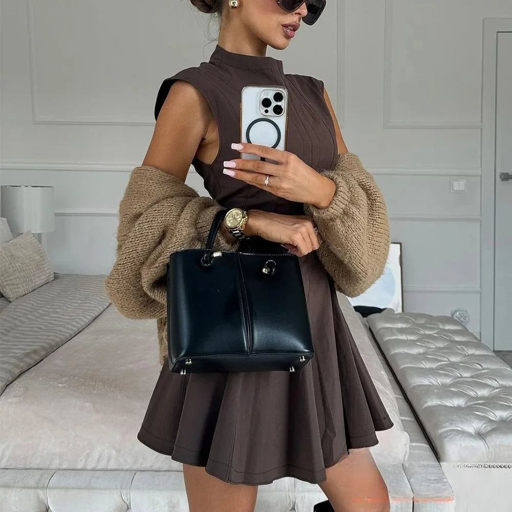 Ruffles Mini Party Dress Women Sleeveless A-Line Chic Evening Club Dress Fashion 2025 Y2K Girl Street Vestidos