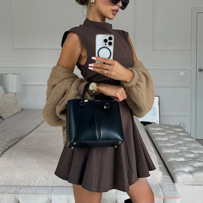 Ruffles Mini Party Dress Women Sleeveless A-Line Chic Evening Club Dress Fashion 2025 Y2K Girl Street Vestidos