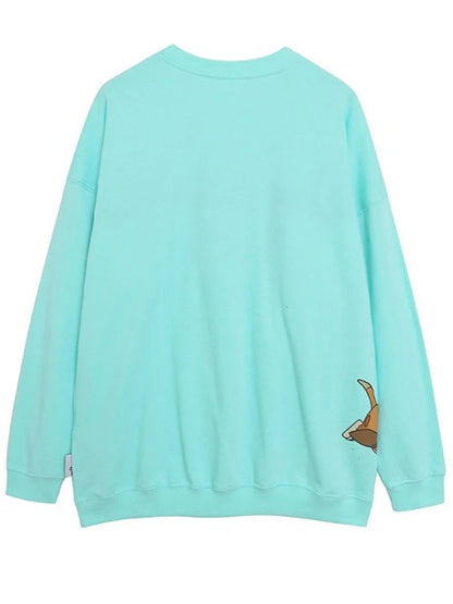 Sweatshirt King of the Jungle Simba Cartoon Print Embroidery Women O-Neck Pullover FleeceJumper Tops