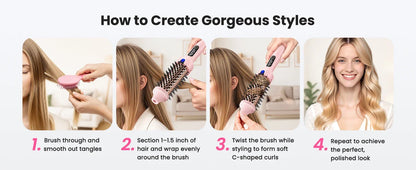 Dual Voltage Ionic Thermal Brush For Curling And Straightening 6 Temperature Settings & LED Digital Display Hot Air Styler