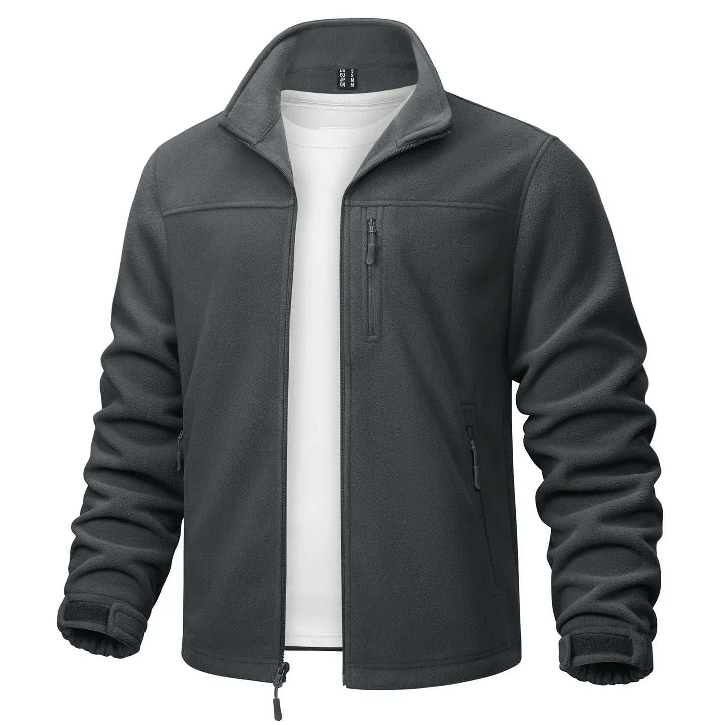 Stand Collar Fleece Jackets Mens Thermal Warm Full Zip Work Jacket Outdoor Trekking Hiking Jackets Windbreaker