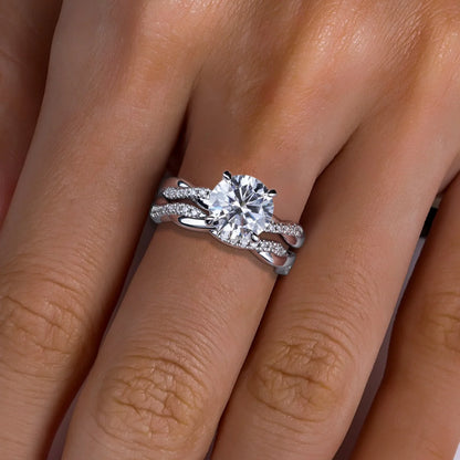 3ct D Color Moissanite Wedding Bands Ring 18k Gold Plated 925 Sterling Silver Infinity Bridal Rings Set for Women