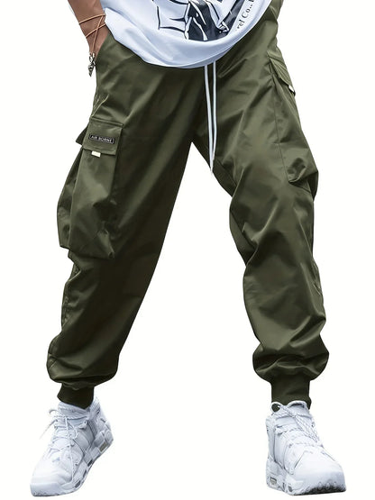 Plus Size Spring Summer Men Casual Cargo Pants Pockets Black Loose Out Door Elasticity Sports Oversize Pants 46 48 50 52
