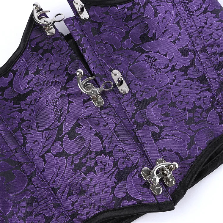Underbust Purple Corset Woman Belt Plus Size Top Short Plastic Boned Girdles Slimming Waist Shapers Gothic Clothing Bodice