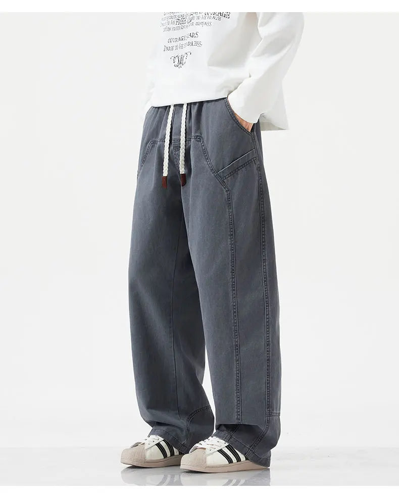 High Quality 100% Cotton Work Pants Men Casual Straight Trousers Y2K Man Plus Size Cargo Pants Fashion Solid Workout Pants