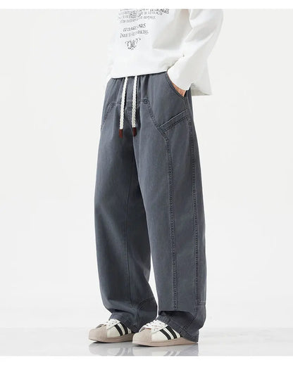 High Quality 100% Cotton Work Pants Men Casual Straight Trousers Y2K Man Plus Size Cargo Pants Fashion Solid Workout Pants