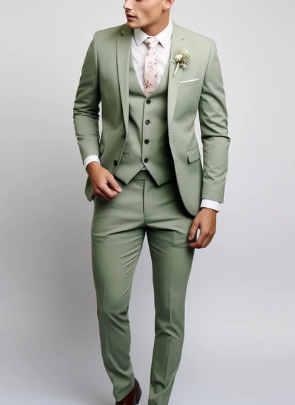 2025 Fashion Men Slim Fit Two Button Suit Set Amazon Cross Border Three Piece Business Suit