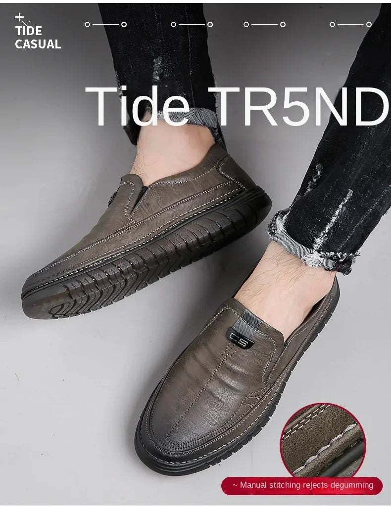 High Quality Outdoor Comfortable Fashion Soft Classic Driving Non-slip Flats Moccasin Handmade Men Cowhide Leather Casual Shoes